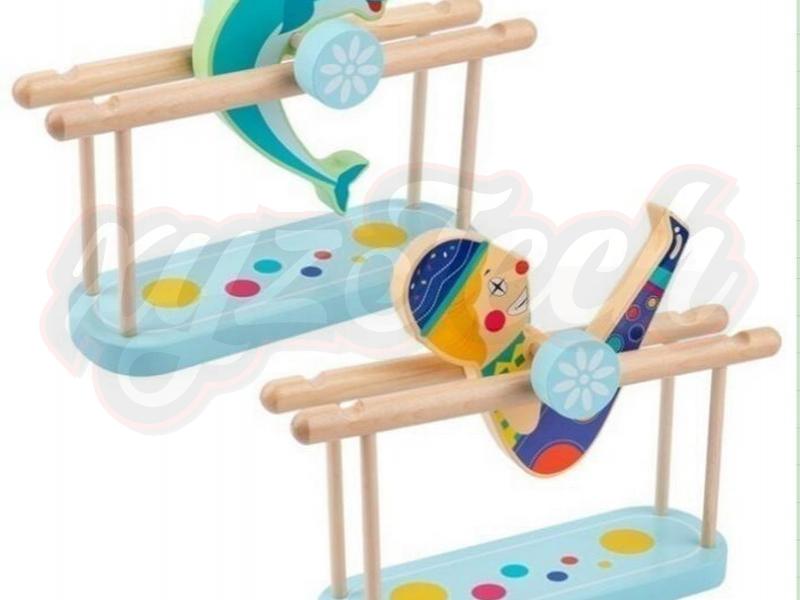 Wooden circus tumbling toy