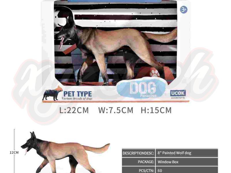 8-inch painted Wolf dog window box