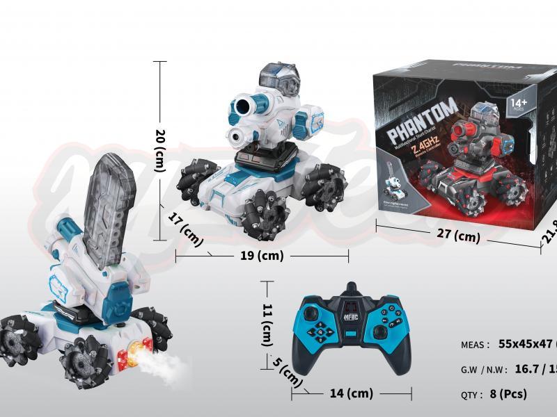 2.4G remote control multi-function stunt car (white and blue)/Remote control car With lights/music/spray