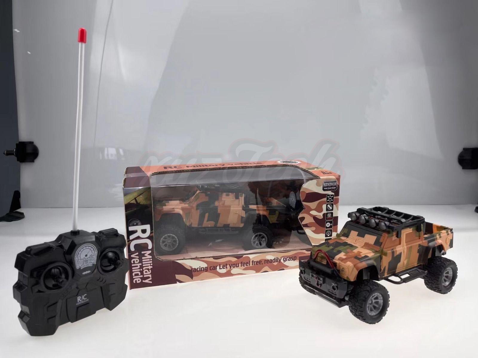 Remote controlled off-road military vehicle with lights (Desert camouflage 1 color)