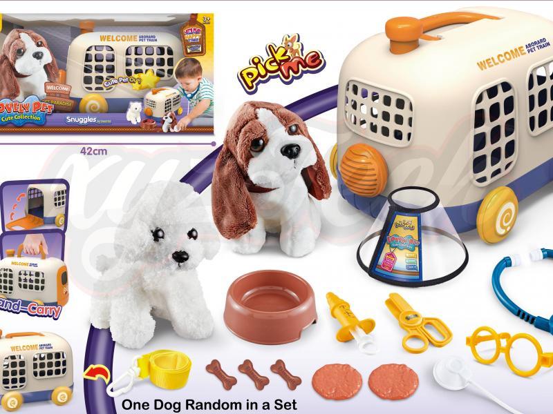 stuffed dog bus carrier