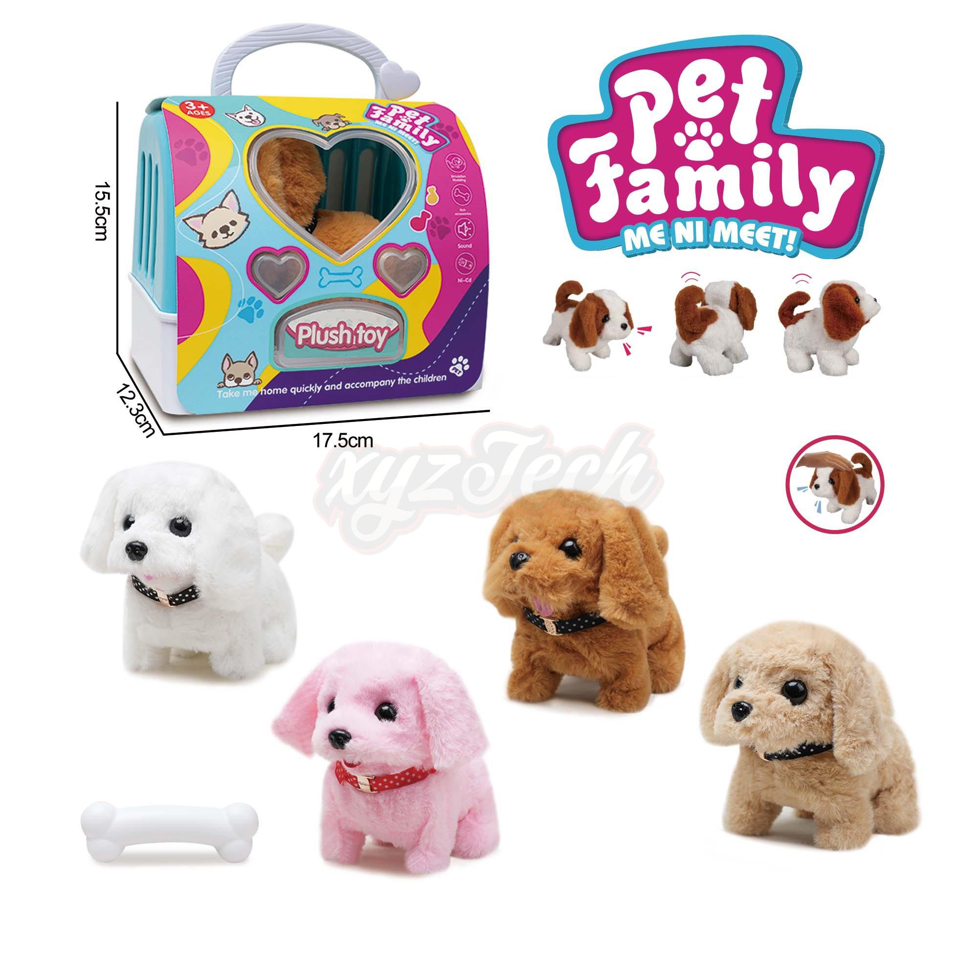Electric plush walking dog and carrying cage