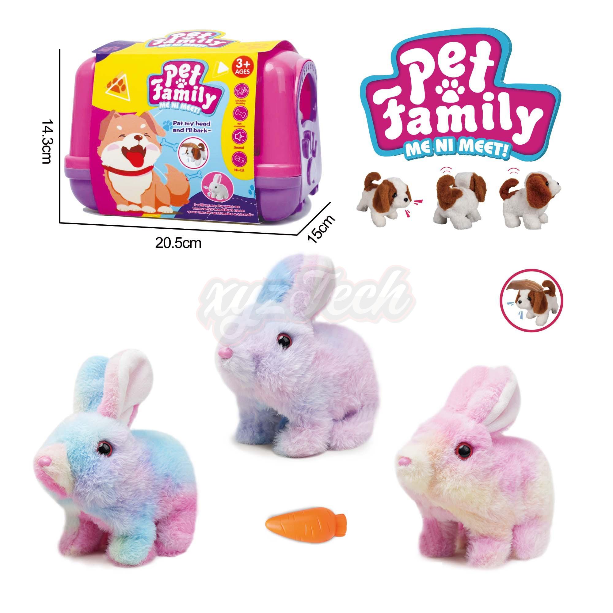 Electric plush colored walking rabbit and portable cage