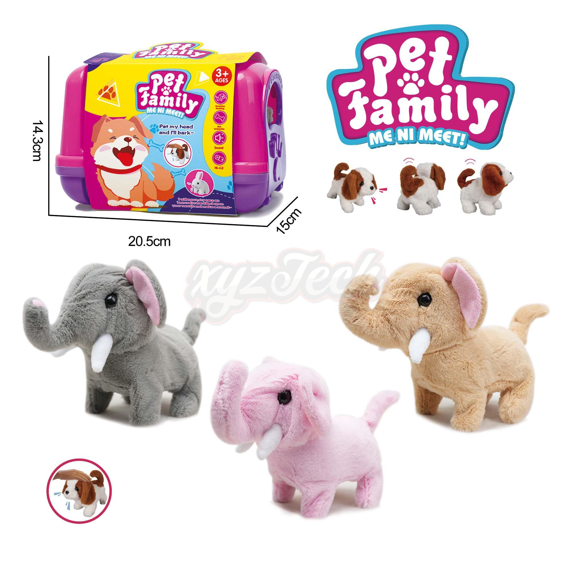 Electric plush walking elephant and carrying cage
