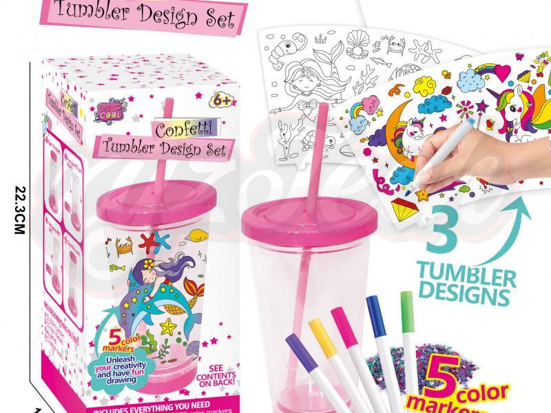 DIY Graffiti Pink Double sippy Cup - Unicorn/Mermaid collection