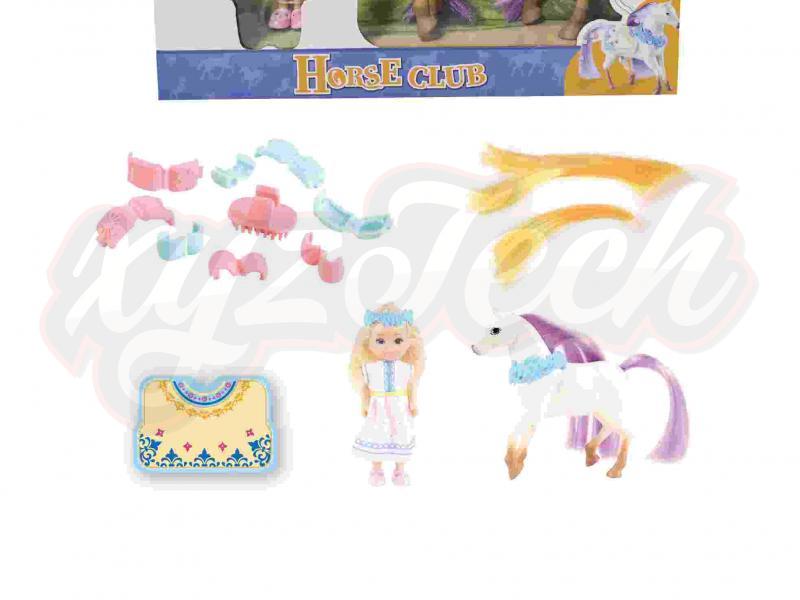 Cartoon horse with barbie horse clip ornament