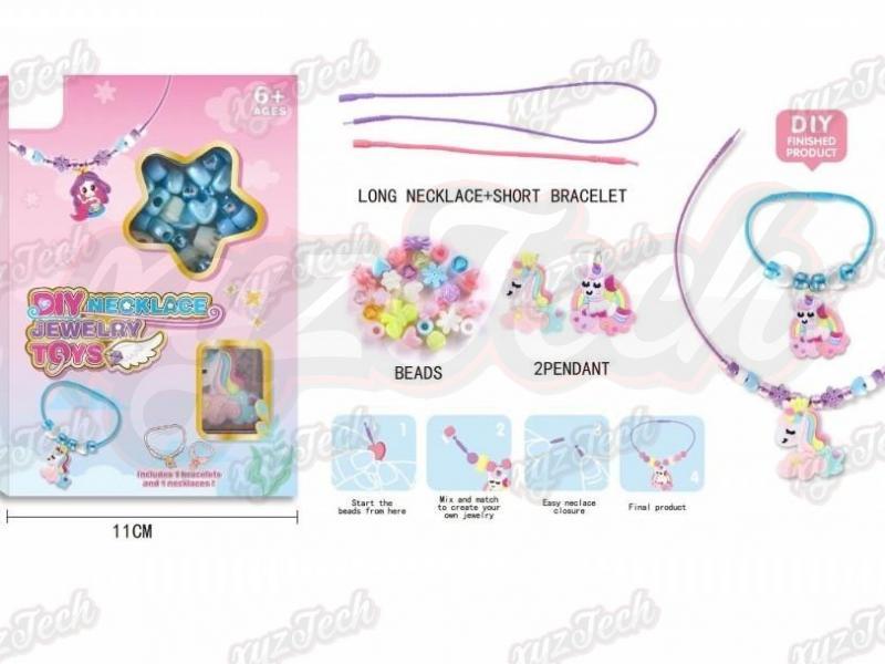 Girl Jewelry Toy-DIY Beaded Unicorn Necklace, Bracele
