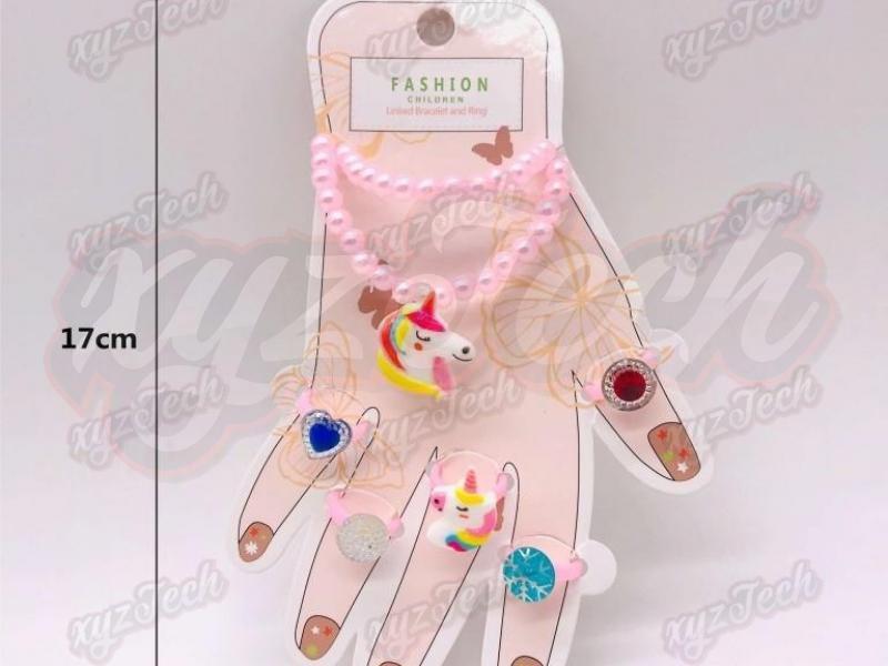 Girls‘ Jewelry-Unicorn Bracelet Ring Suit		