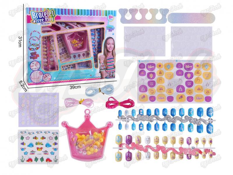 DIY Nail Art beaded Storage Box Set: Constellation Nail Patches + Constellation Nail Art Stickers + Nail Files + Toe Divider +3D Nail Art Stickers + Transparent flower Stickers + Storage box beaded + 