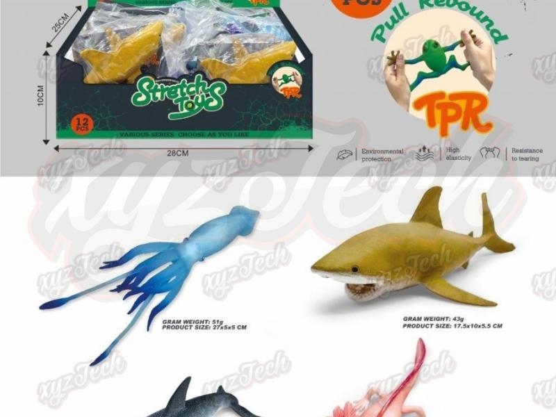 TPR soft glue (blue luminous squid/lemon shark/pink salamander/dolphin)(12PCS single price)