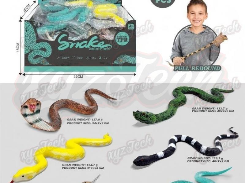 Soft glue tpr cobra rattlesnake blue leaf green gold python silver ring snake mangshan iron head snake (24 Pack)